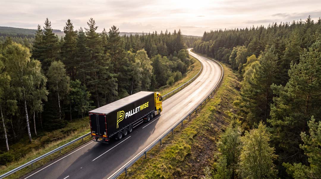 Truck travelling along a rural road